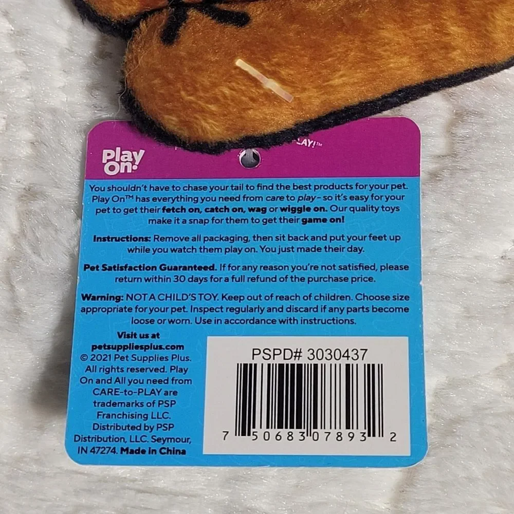 Play On Big Softy Plush Baseball Mitt Small Dog Toy Squeaker New with Tags